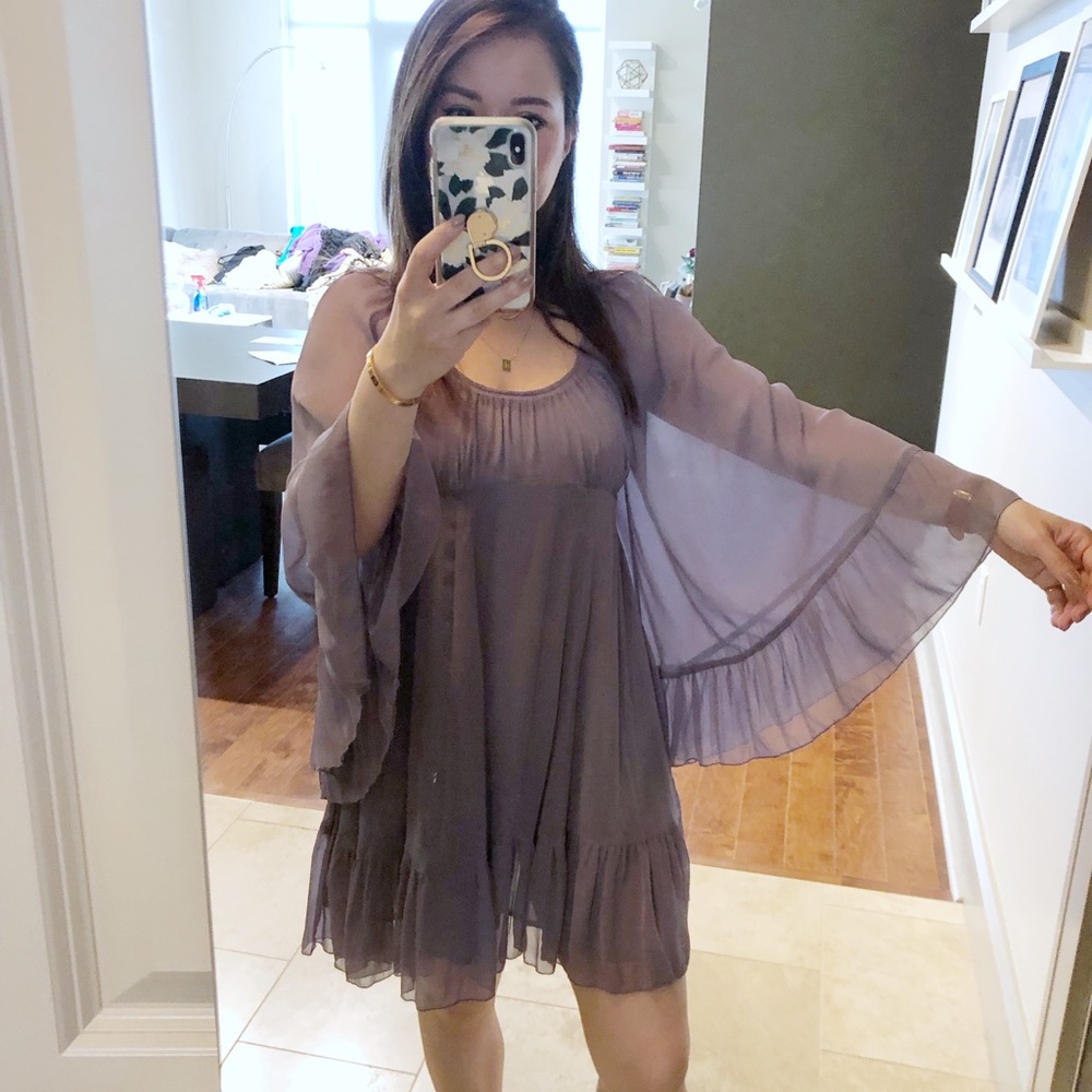 Free people beautiful chiffon bell sleeve dress